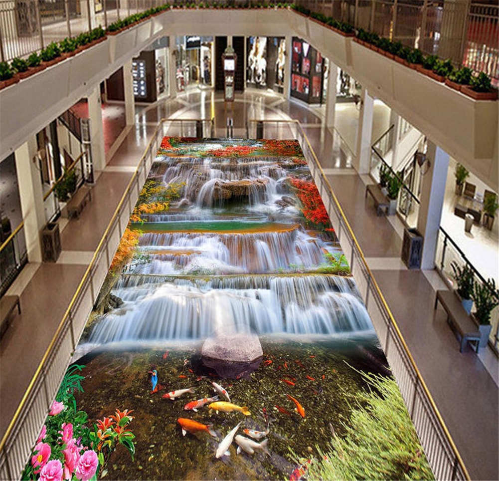 Falls In Autumn 3D Floor Mural Photo Flooring Wallpaper Home Print Decoration