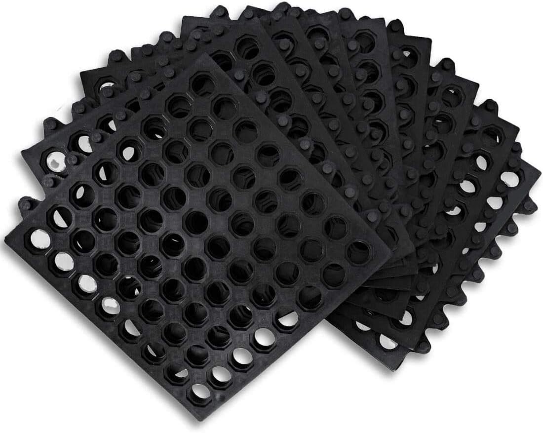 9 Pack 11.8″ x 11.8″ Modular Rubber Interlocking Floor Tiles Kitchen Shower pool