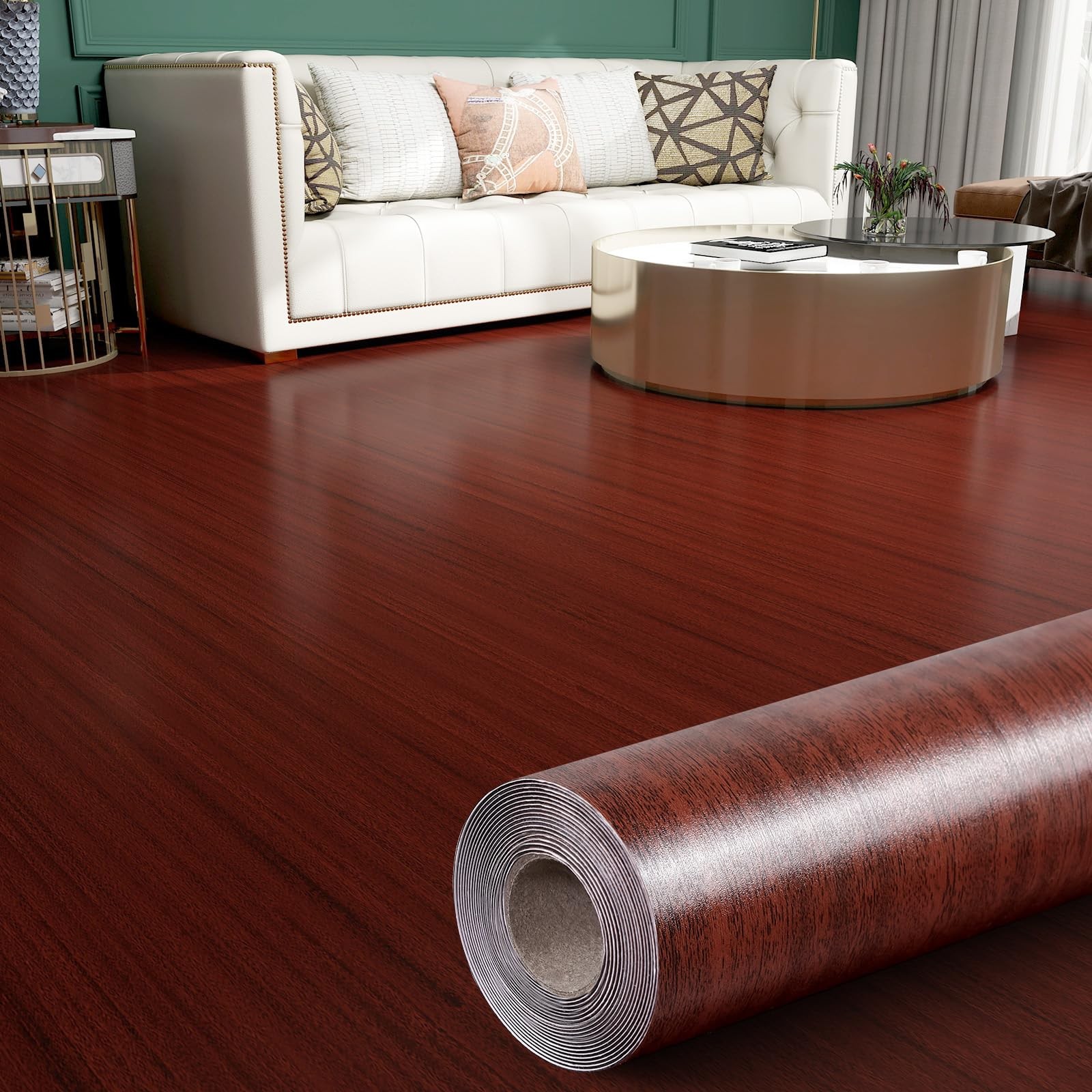 Wood Grain Vinyl Flooring Roll Thicken Peel and Stick Floor Tiles Self-Adhesi…