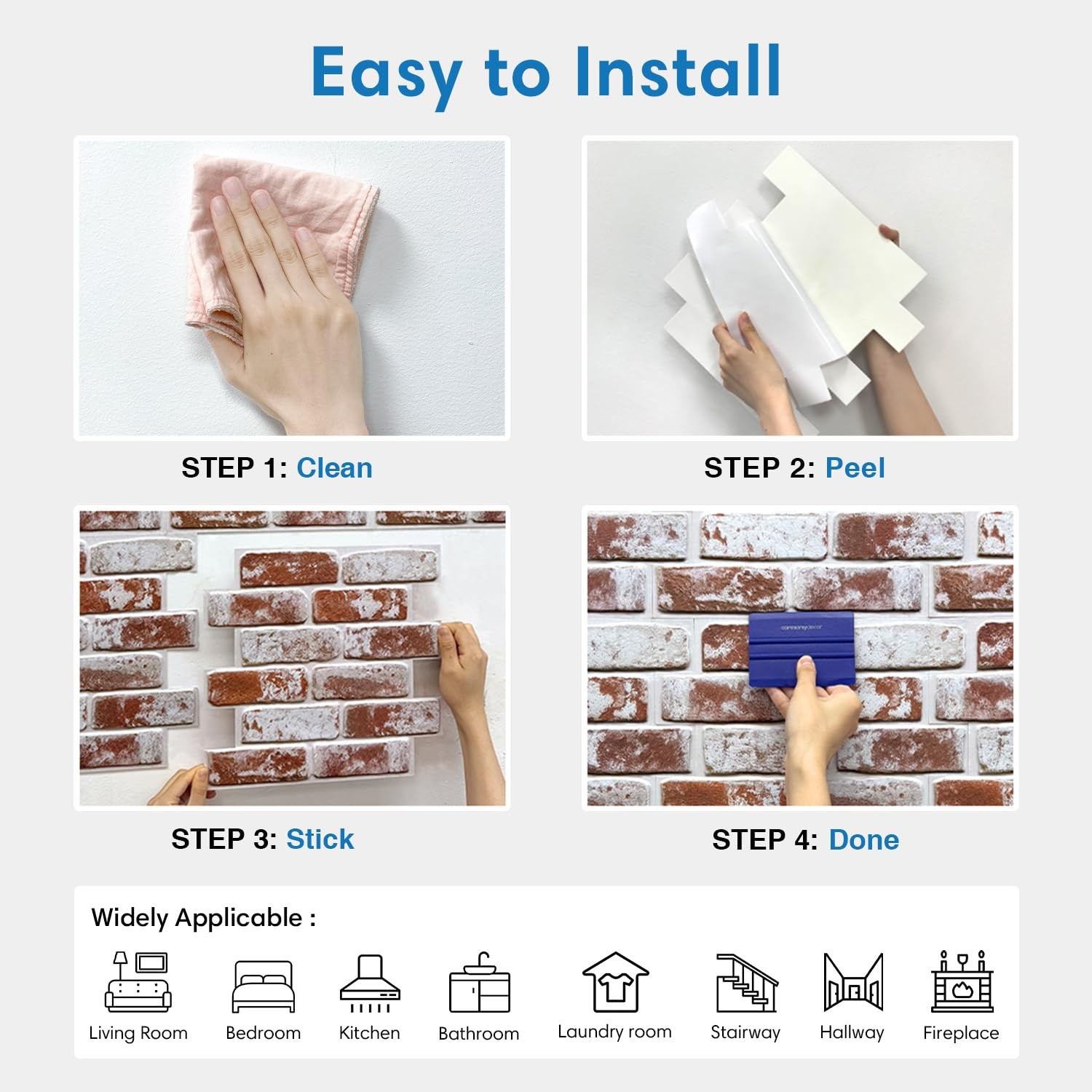 COMSTICKC 3D Faux Brick Wall Panels Peel and Stick,10 Pcs of 12″X12″,Small Si…