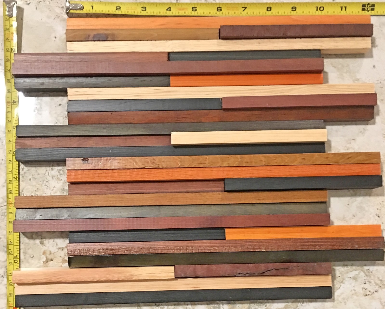BOX of 12 Mosaics of Model Havana Wall Wood Mosaic Multicolor 3D Tile 11” x 12”
