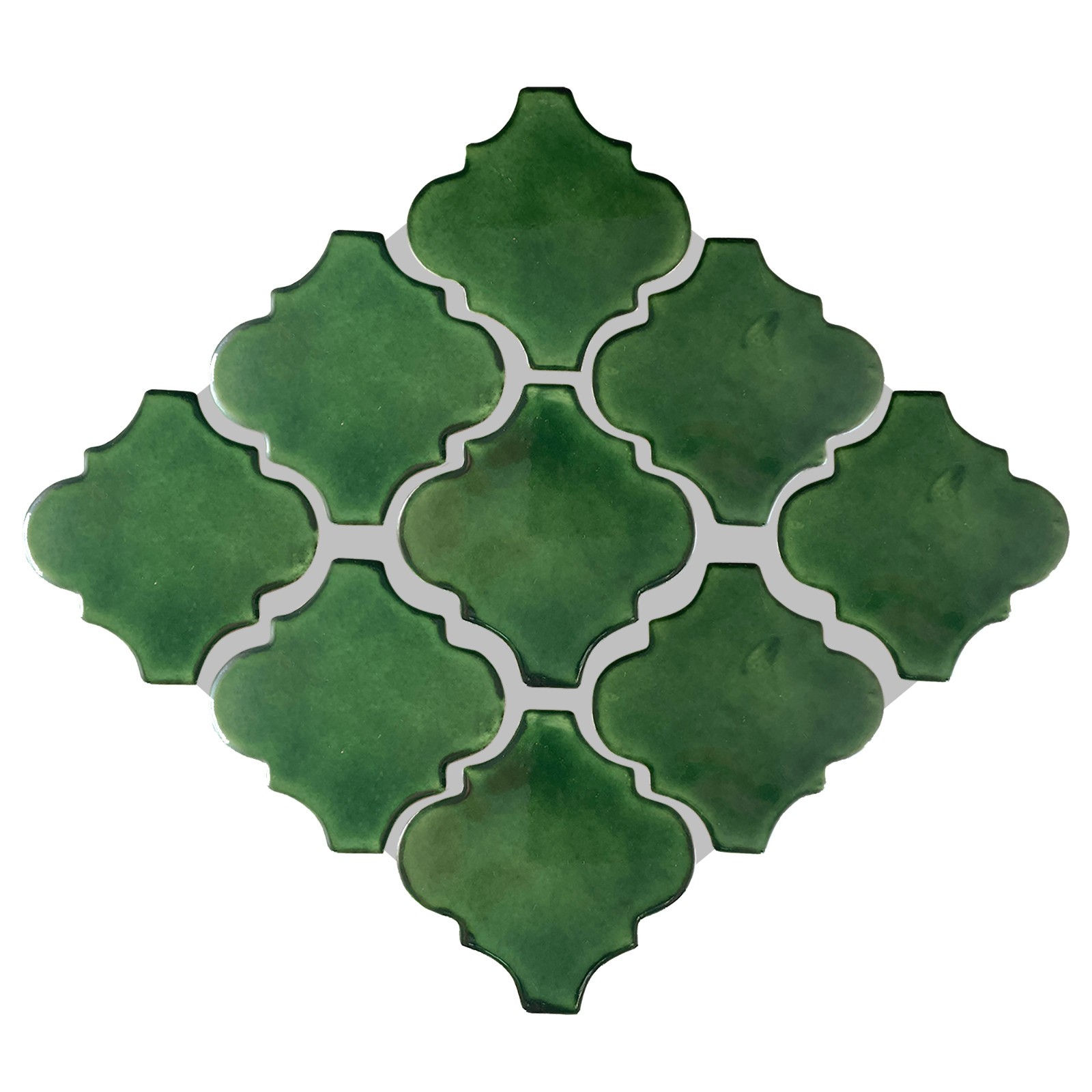 4×4 9 pcs Lantern Green Mexican Arabesque Clay Tile Handmade Talavera Backsplash