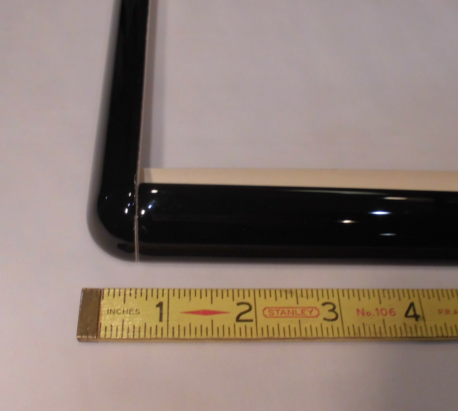 2 pcs. *Gloss Black* Ceramic Quarter Round Tiles 1″ X 6″ Finished Corner Beak