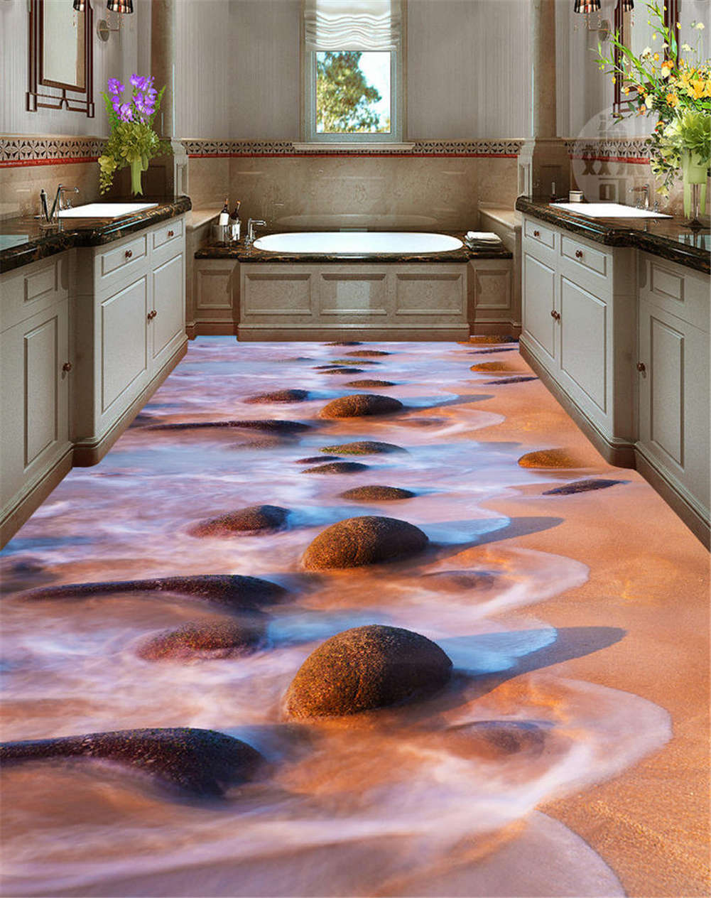 Irregular Riverbed 3D Floor Mural Photo Flooring Wallpaper Home Print Decoration