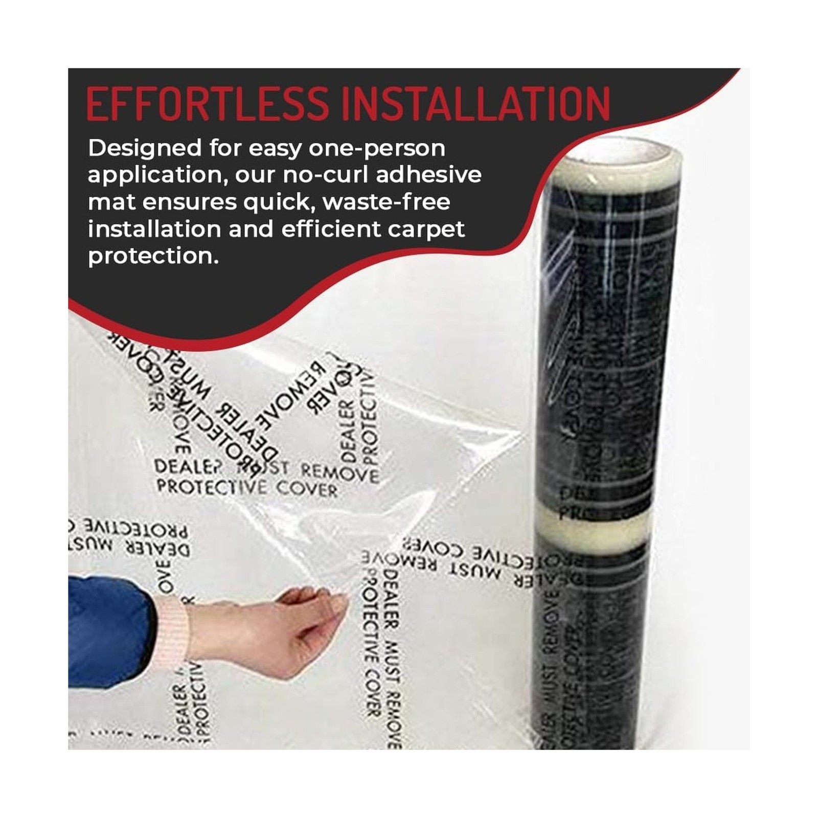 Hi-Tech Auto Adhesive Plastic Floor Mat, 4 mil | Perforated Every 24″ | 100 M…