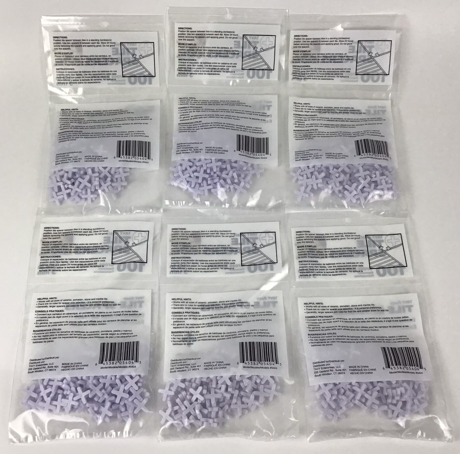 New 6 Packs of 100 TAVY 5404 Basix 1/8″ 3mm Tile Cross Spacers 600 spacers total