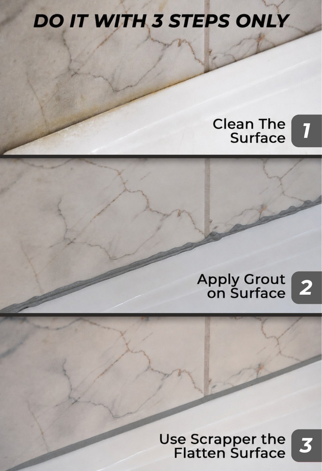 Magic Chems Tile Grout Repair Kit, Dark Grey 8.8 oz/250gr. Fast Drying