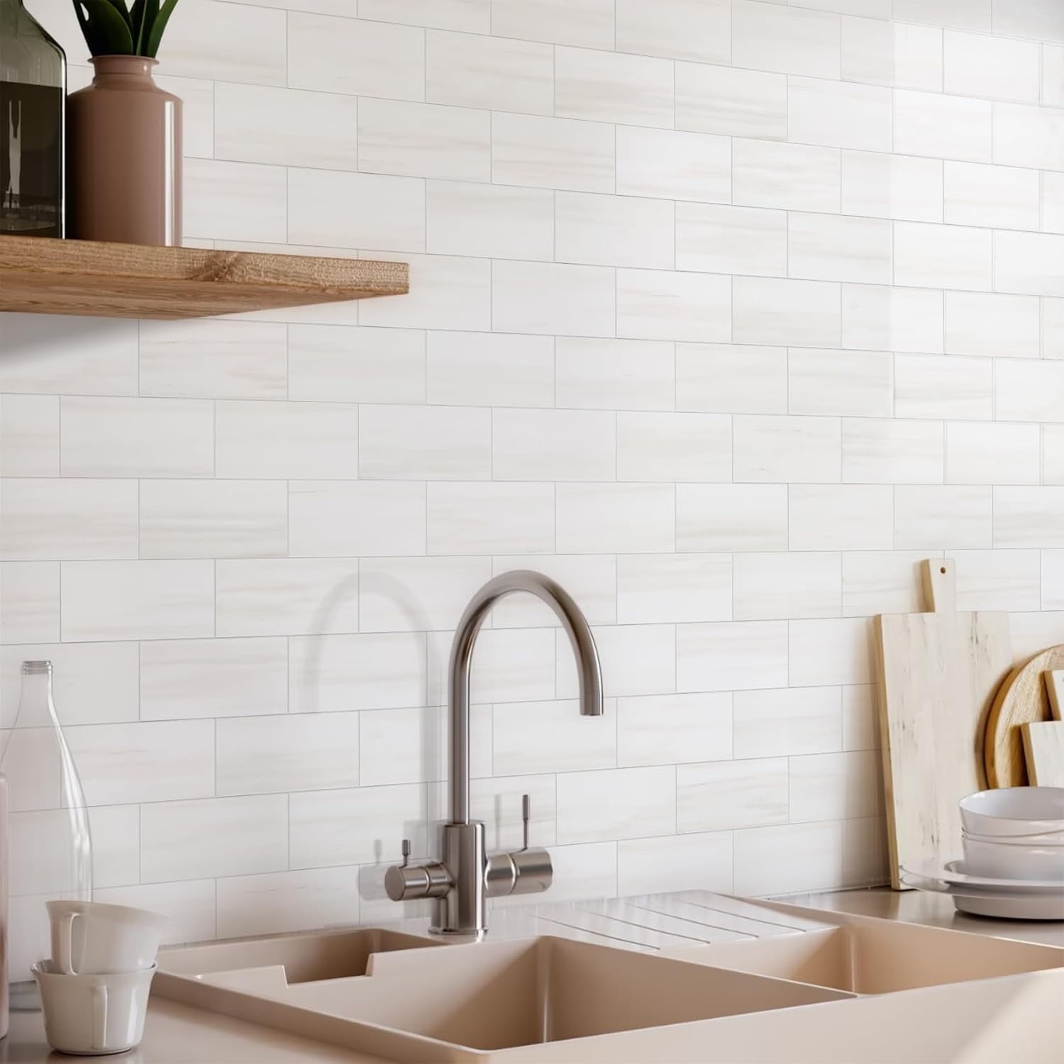 Geometric 3”x6” PVC Peel and Stick Tile – 100 Pieces for Easy DIY Backsplash