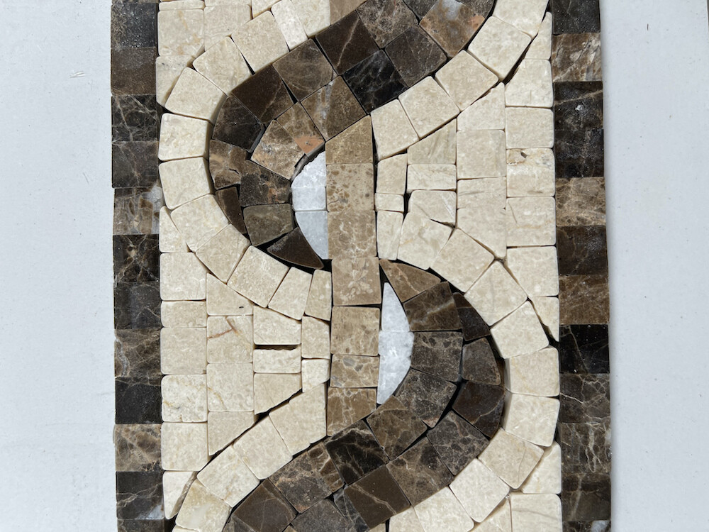 B0024P Marble Mosaic Border Listello Tile Melody Emperador 4×13.4 Polished