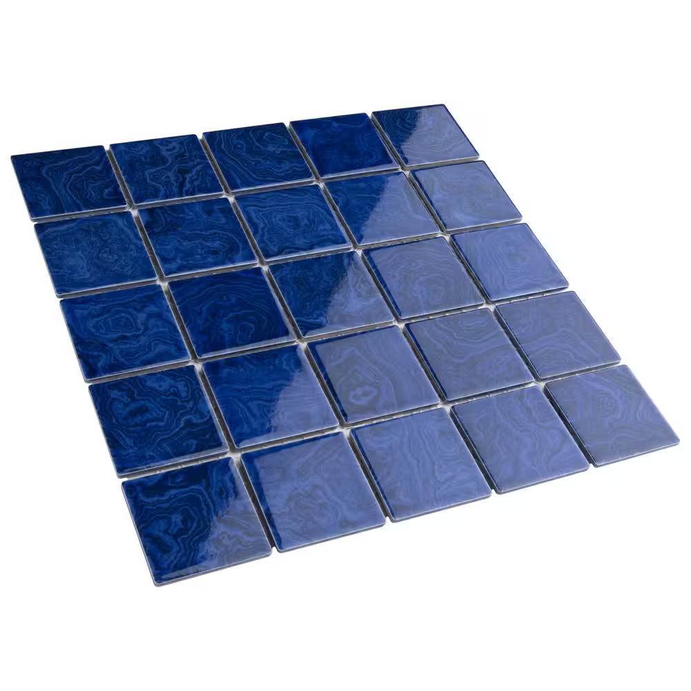 Resort Marine Blue 12 In. X 12 In. Porcelain Mosaic Tile (1.02 Sq. Ft./Each)