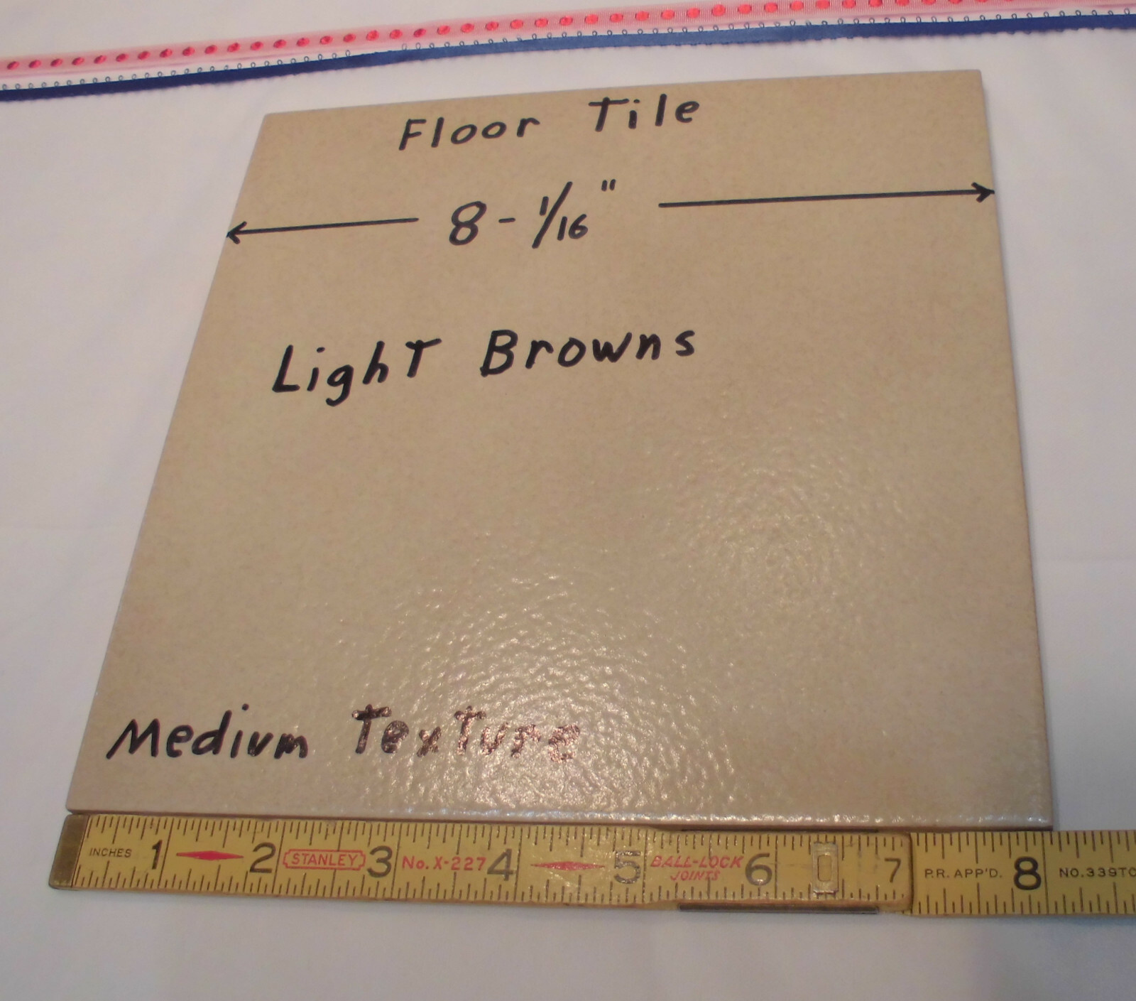 1 pc. Light Browns: Ceramic Floor Tile: 8″ X 8″ medium textured, New Old Stock