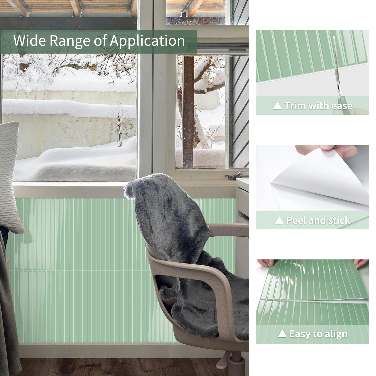 Kitchen Backsplash Tiles 10-Sheet 12″x12″ Sage Green Peel and Stick Waterproof