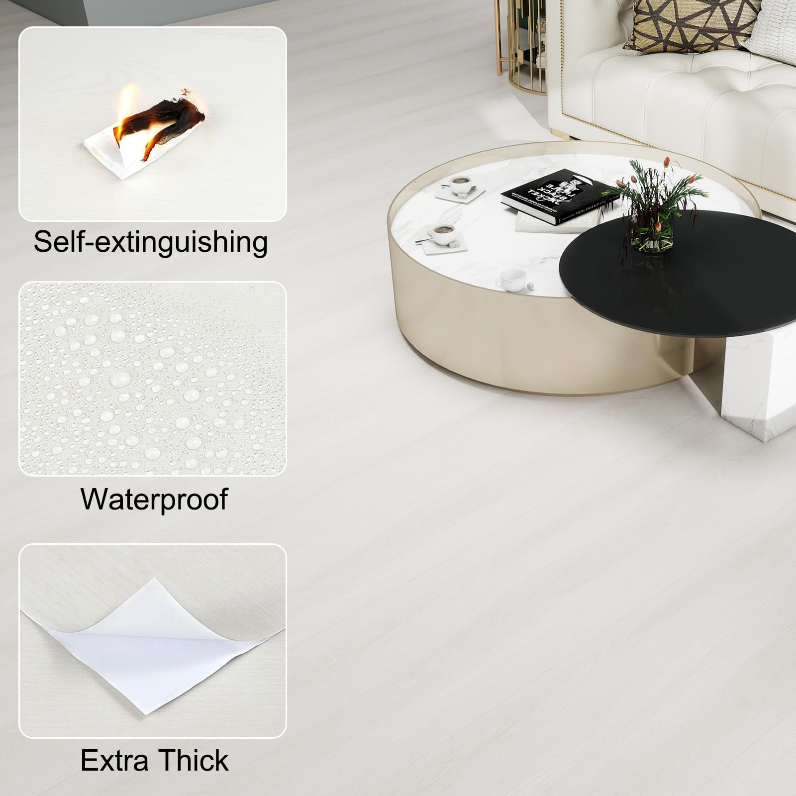 Wood Grain Vinyl Flooring Roll Thicken Peel and Stick Floor Tiles Self-Adhesi…