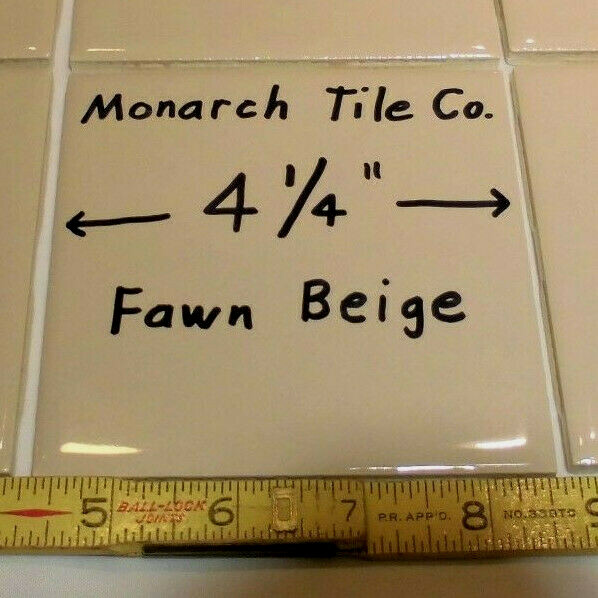 1 pc. Glossy Ceramic Tile *Fawn Beige* 4-1/4″ by Monarch Tile Co. U.S.A. NEW