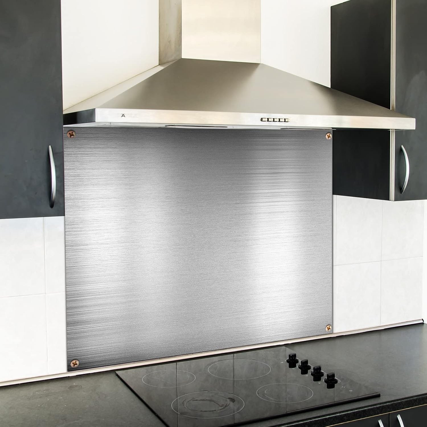 Pelopy 24 by 36 Inch Reversible Stainless Steel Backsplash Metal Silver
