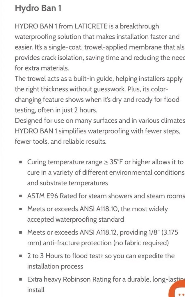 Laticrete Hydro Ban 1 , New 1 Gallon