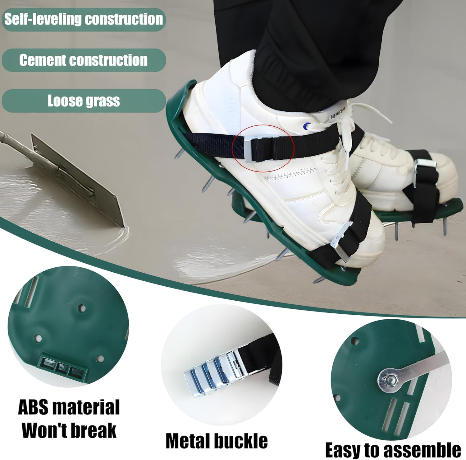 Self Leveling Cement Tool Kit,Epoxy Floor Kit,Self-Leveling Rake,Spike Shoes for