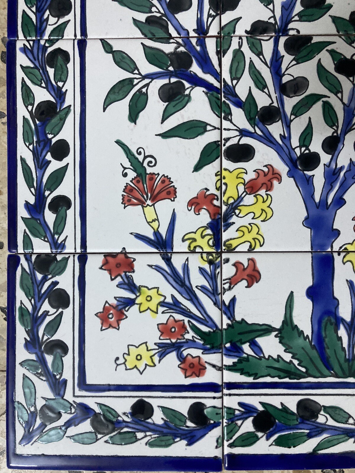 18″ x 24″ Ceramic Tile Mural Backsplash Art Wall Panel Hand Painted Olive Tree