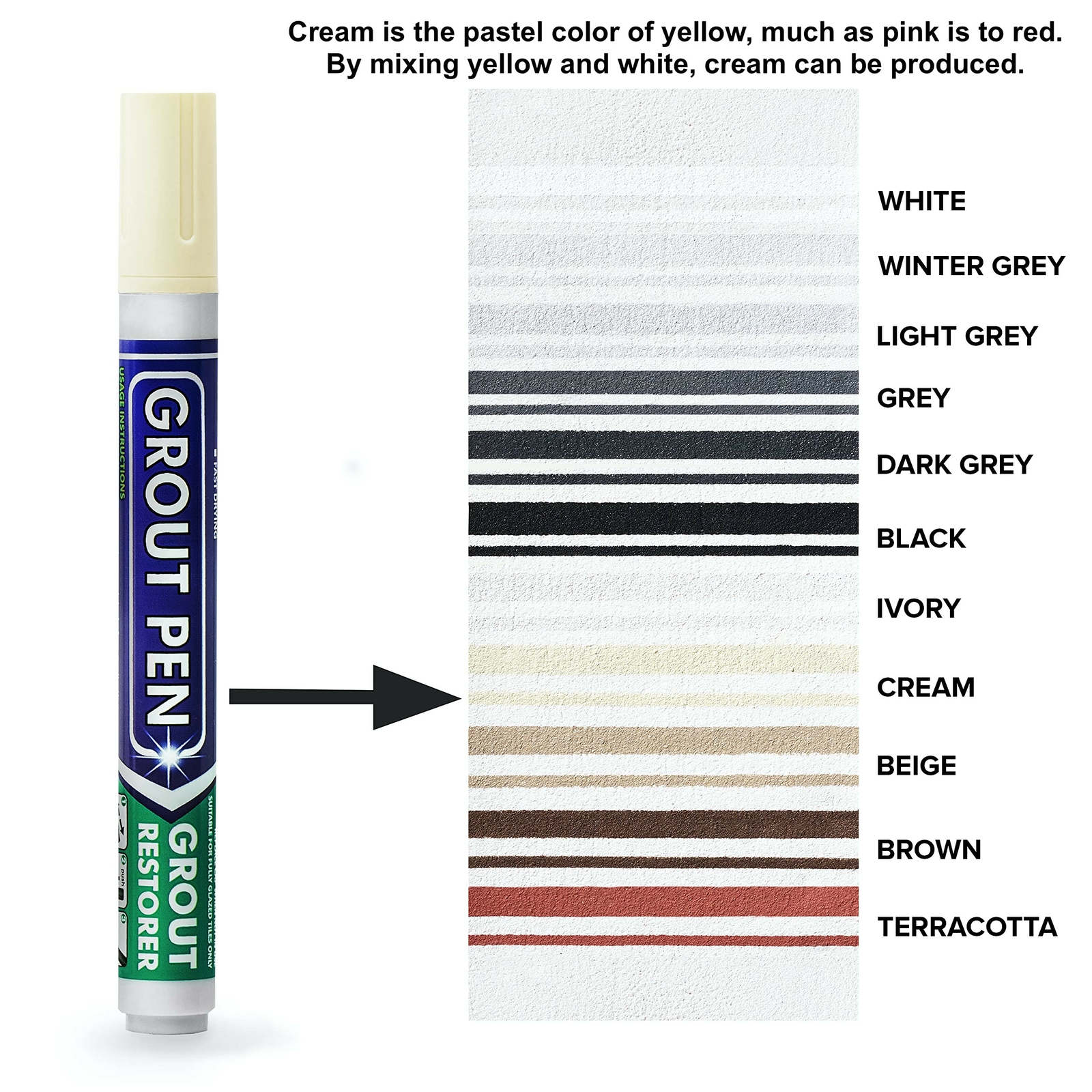 Grout Pen Yellow Cream Tile Paint Marker: Waterproof Tile Grout Colorant Pen