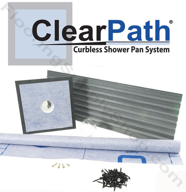 ClearPath Curbless Shower Pan System up to 36 x 72 ABS or PVC Drain