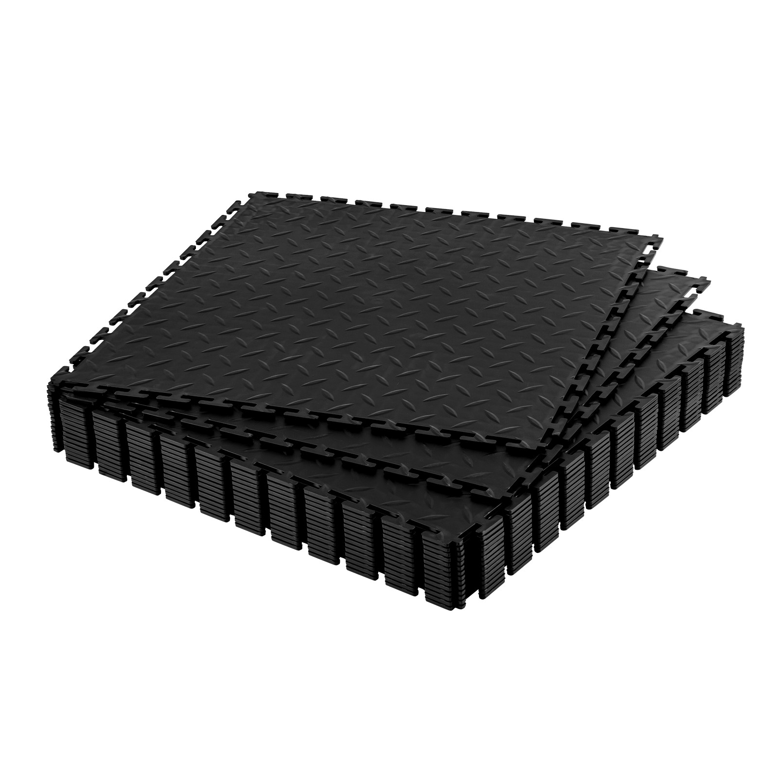 VEVOR Garage Floor Tiles Interlocking 16 Pack 20.2×20.2×0.2 in PVC Black