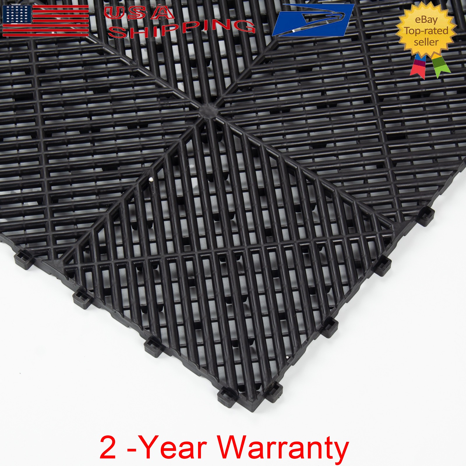 50Pcs Garage Floor Tiles Interlocking PVC 15.75”x15.75” Vented Water Drainage
