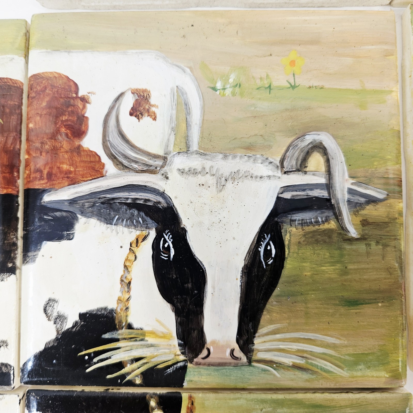 11 Pc Art Cow Farmhouse Countryside Farm Mural Ceramic Backsplash Tile Vintage