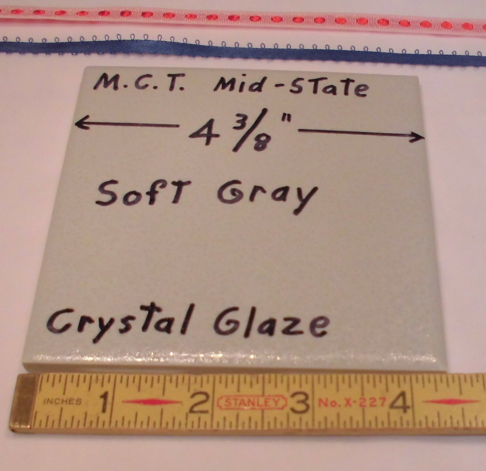 1 pc. Ceramic Tile *Gray Crystal Glazed* by M.C.T. ; Mid-State Co. 4-3/8″ New