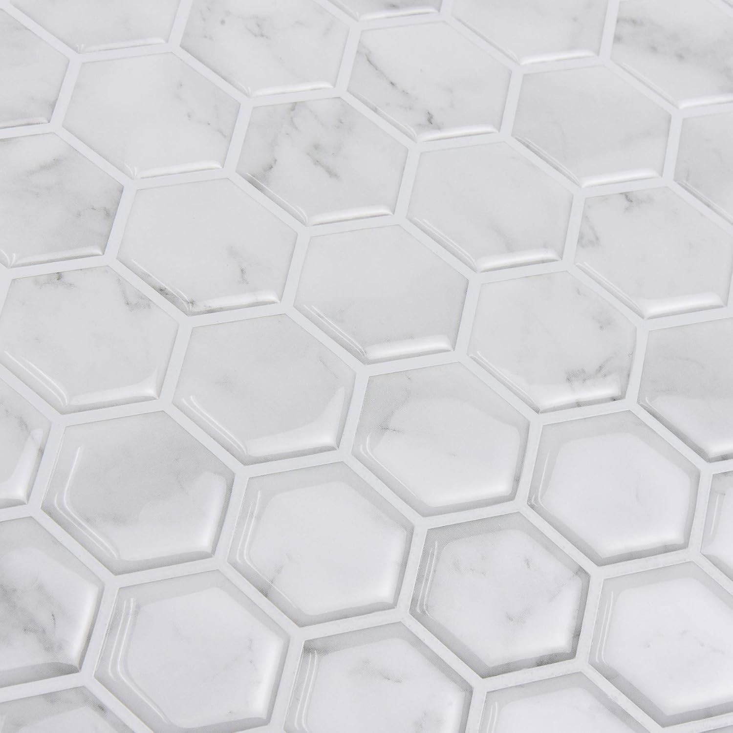 Gorgeous Marble-Look Hexagon Peel & Stick Tiles – Perfect for Kitchen Makeovers