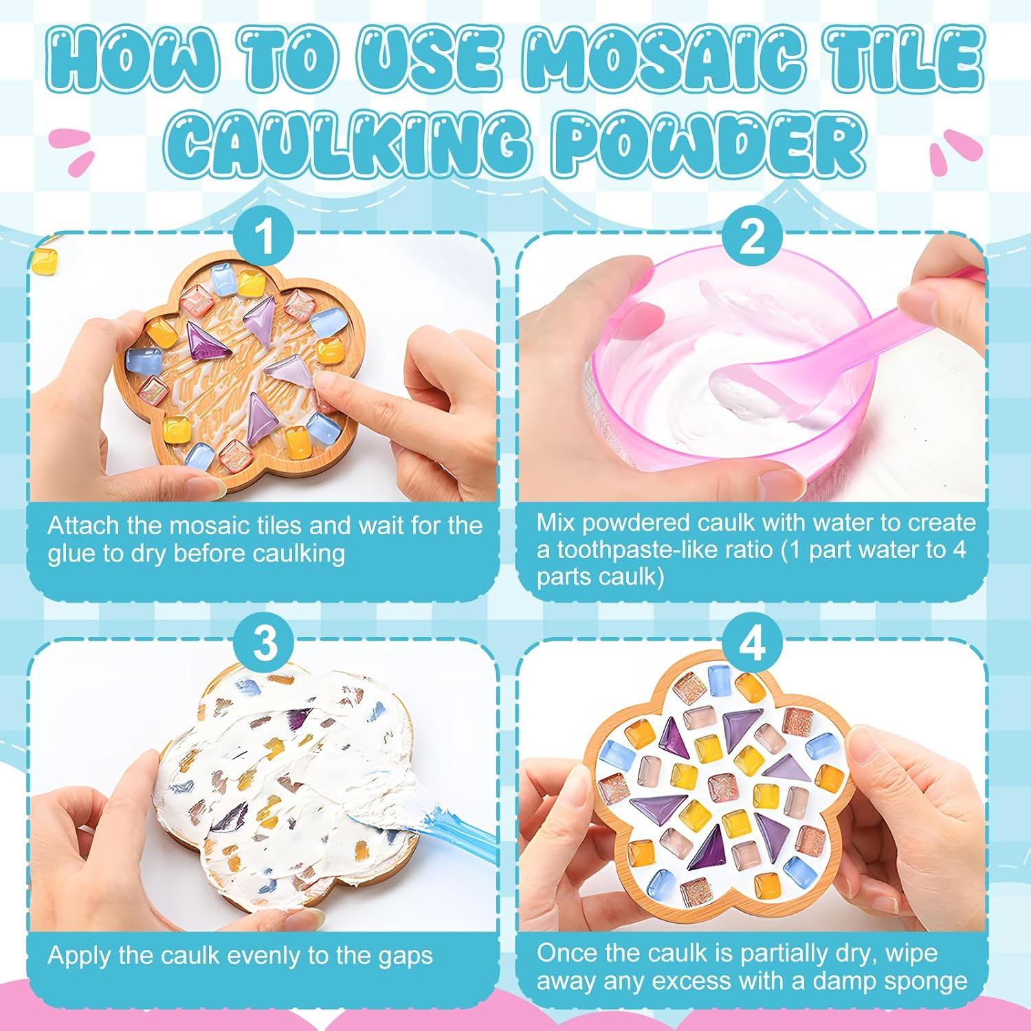 10.6Oz Mosaic Grout Powder, Mosaic Grout for Crafts | White Unsanded Ceramic …