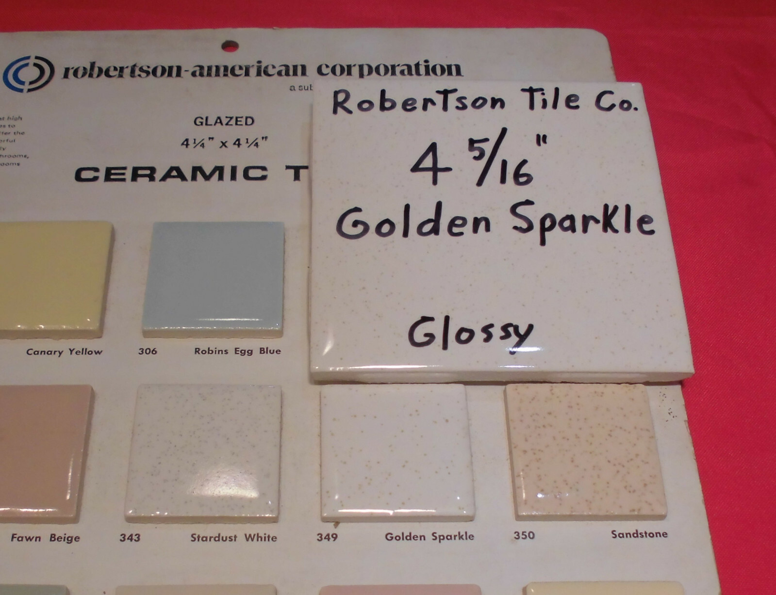 1 pc. Ceramic Tile *Golden Sparkle – Gold Dust* 4-3/8″- 4-5/16″ Robertson Co.