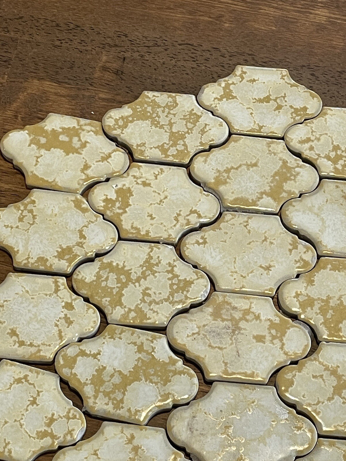 35 Vintage Arabesque 3” Ceramic Tile Marble Effect Gold Fireplace Accent Bath