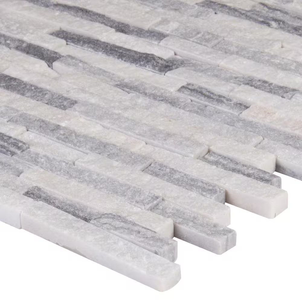 Alaska Gray Split Face 12 In. X 12 In. X 10 Mm Textured Marble Mosaic Tile (10 S