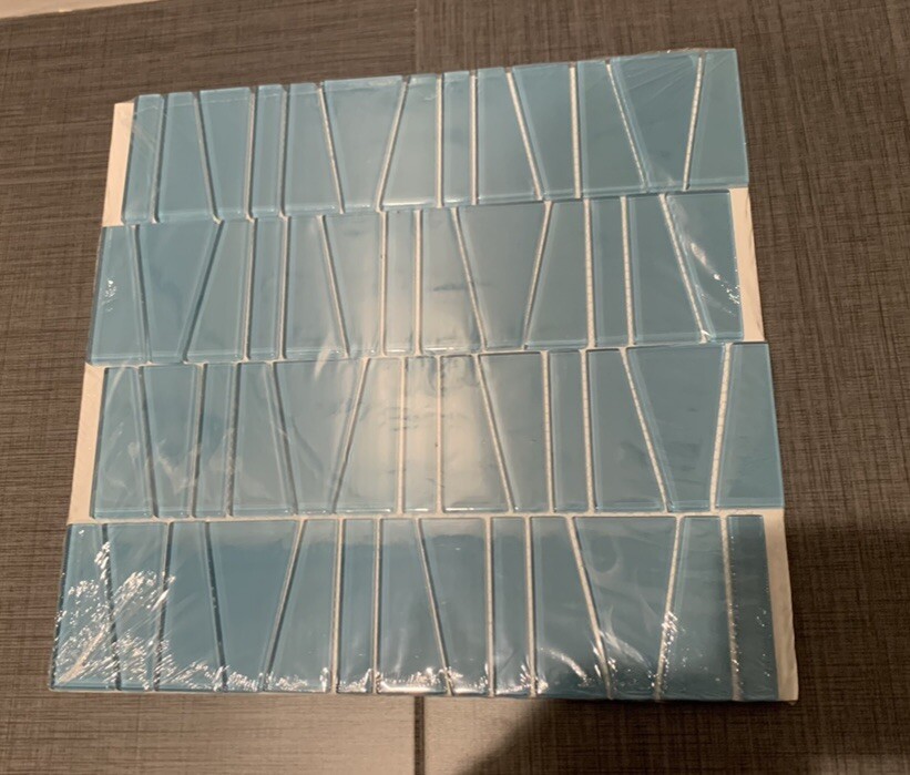 Modern Trapezoid Turquoise Glossy Glass Mosaic Tile MTO0162
