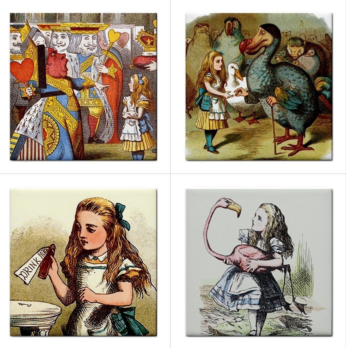 Alice In Wonderland Ceramic Tiles Decorative Coaster Backsplash 16 Tile Set