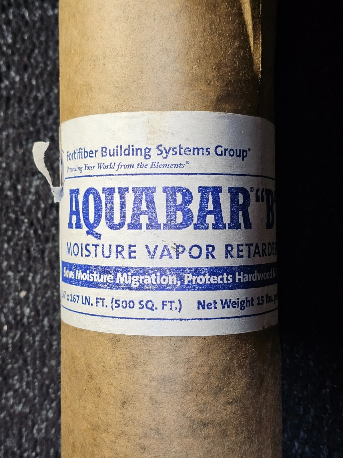 Fortifiber Aquabar “B” Flooring Underlayment 500 sq. ft 36″ X 167′ x 7 mil Thick