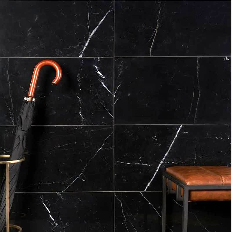 20 Sq Ft Blackout Nero Marquina 12″ x 24″ Polished Marble Floor & Wall Tile LPU