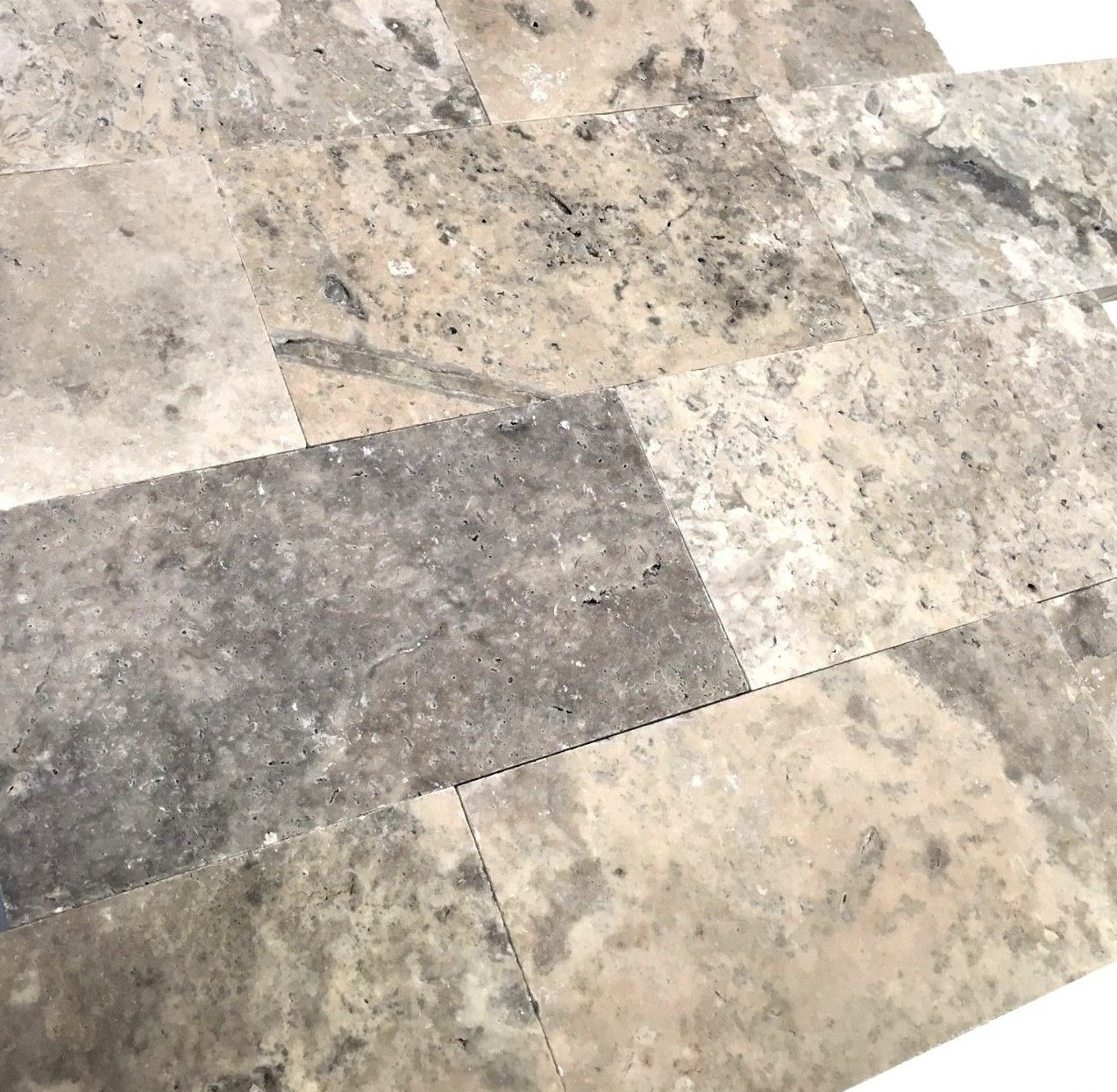 Silver 3×6 Brushed Unfilled Subway Travertine Floor Wall Tile (Sold by PIECE)