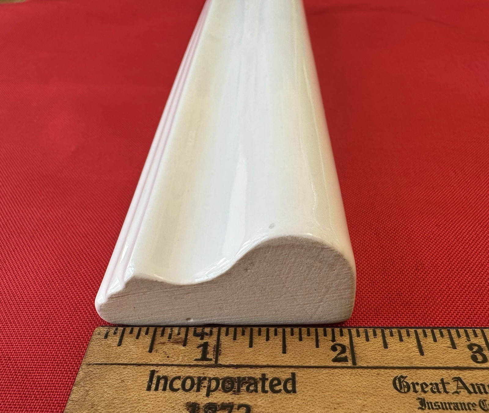 1 pc. Gloss White: Ceramic / Porcelain Chair Rail Tile: 2″ X 8-1/16″ Reclaimed