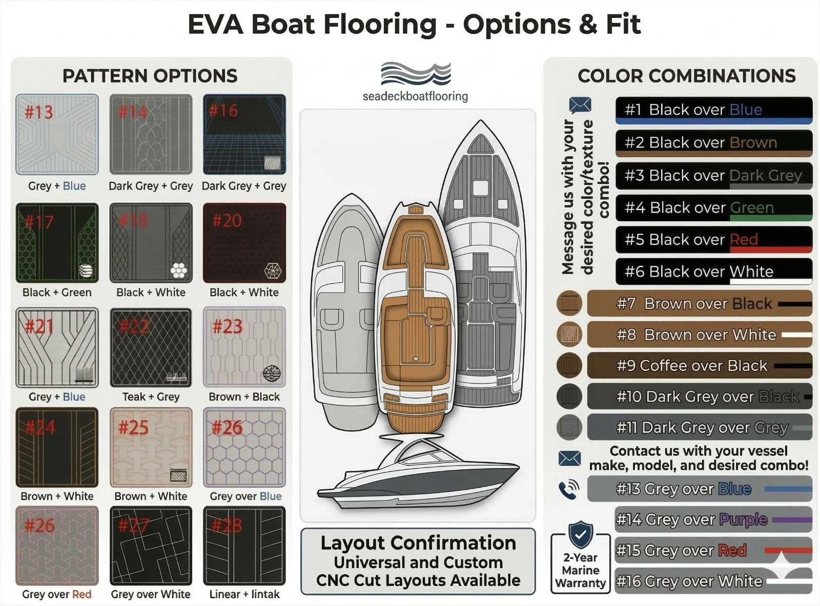 SeaDek Style EVA Boat Flooring Deck Pads Non-Slip Fits Marahia 22 2000