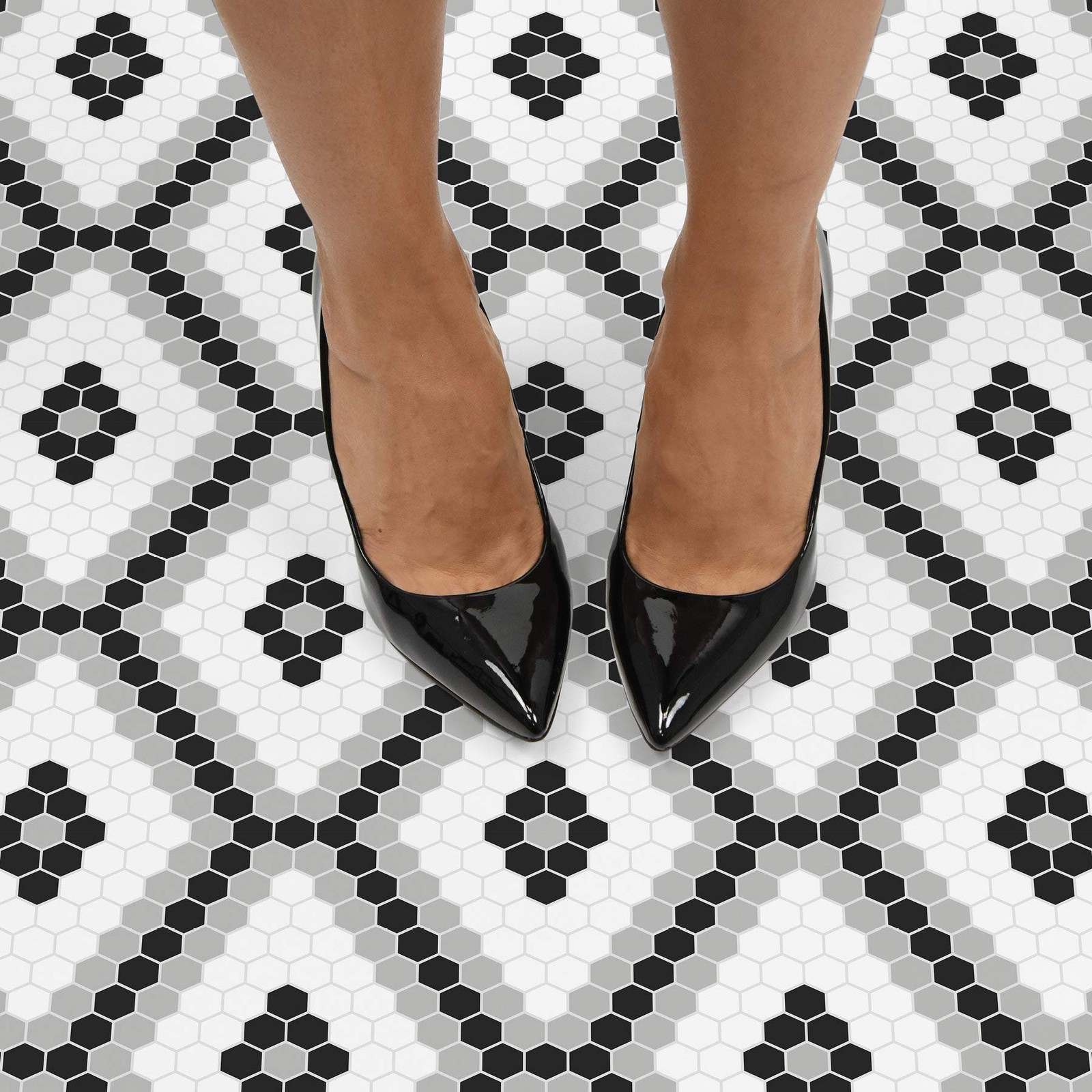 FP2950 Leyton Peel Stick Floor Tiles Black Vinyl Flooring Waterproof Home Decor
