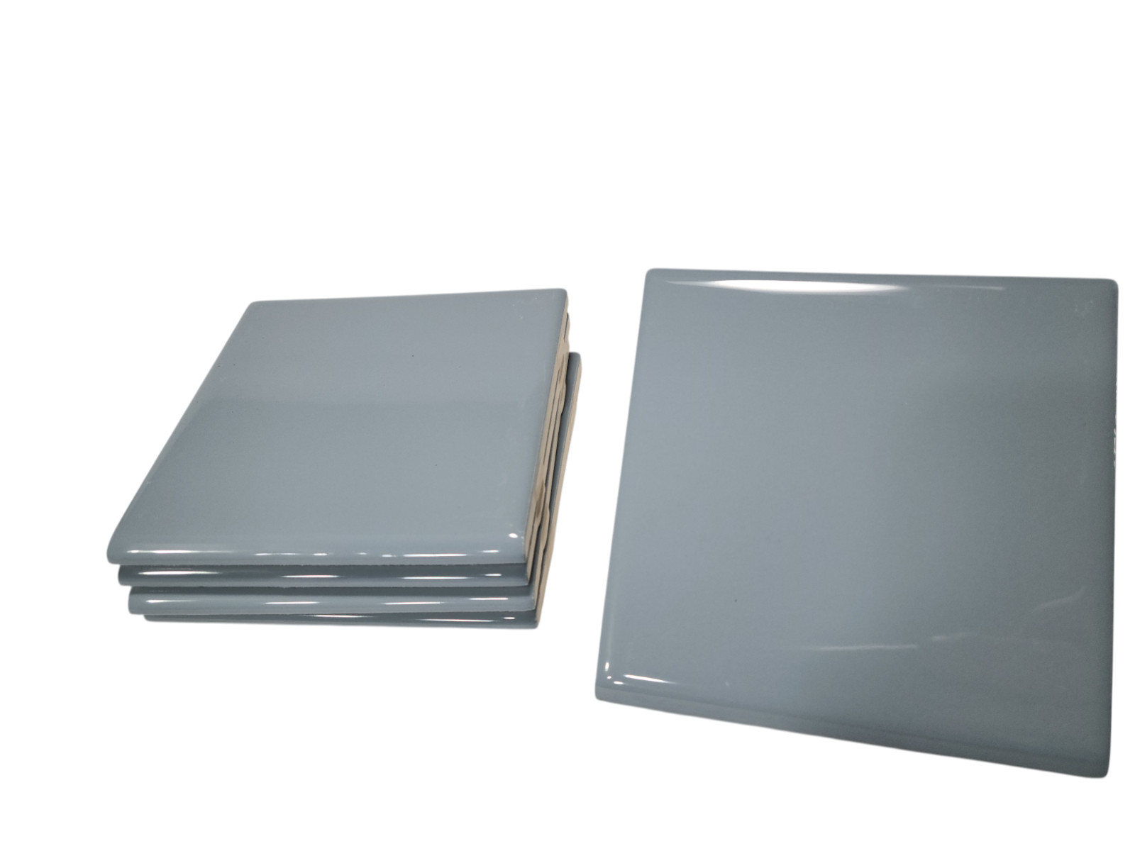Blue Ceramic Tile 4.25 inch Bullnose Trim Edge Vintage Subway Square Color 0169