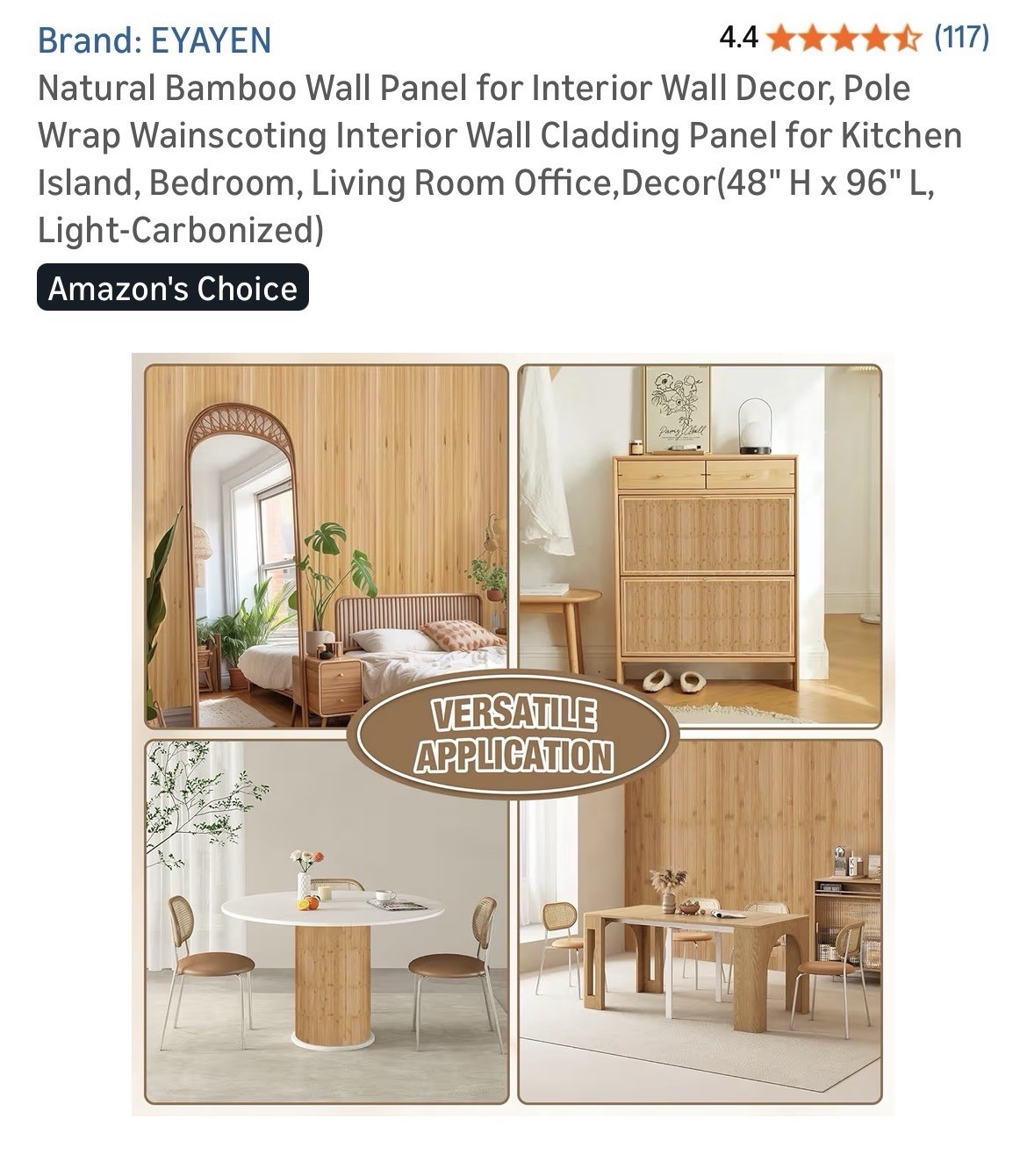 Natural Bamboo Wall Panel for Interior Wall Decor, Pole Wrap Wainscoting (S195)