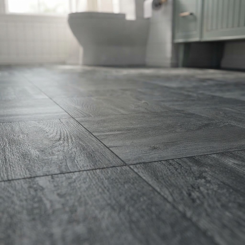 Renter-Friendly Dark Grey Wood Peel and Stick Floor Tiles – 4 Sheets Included
