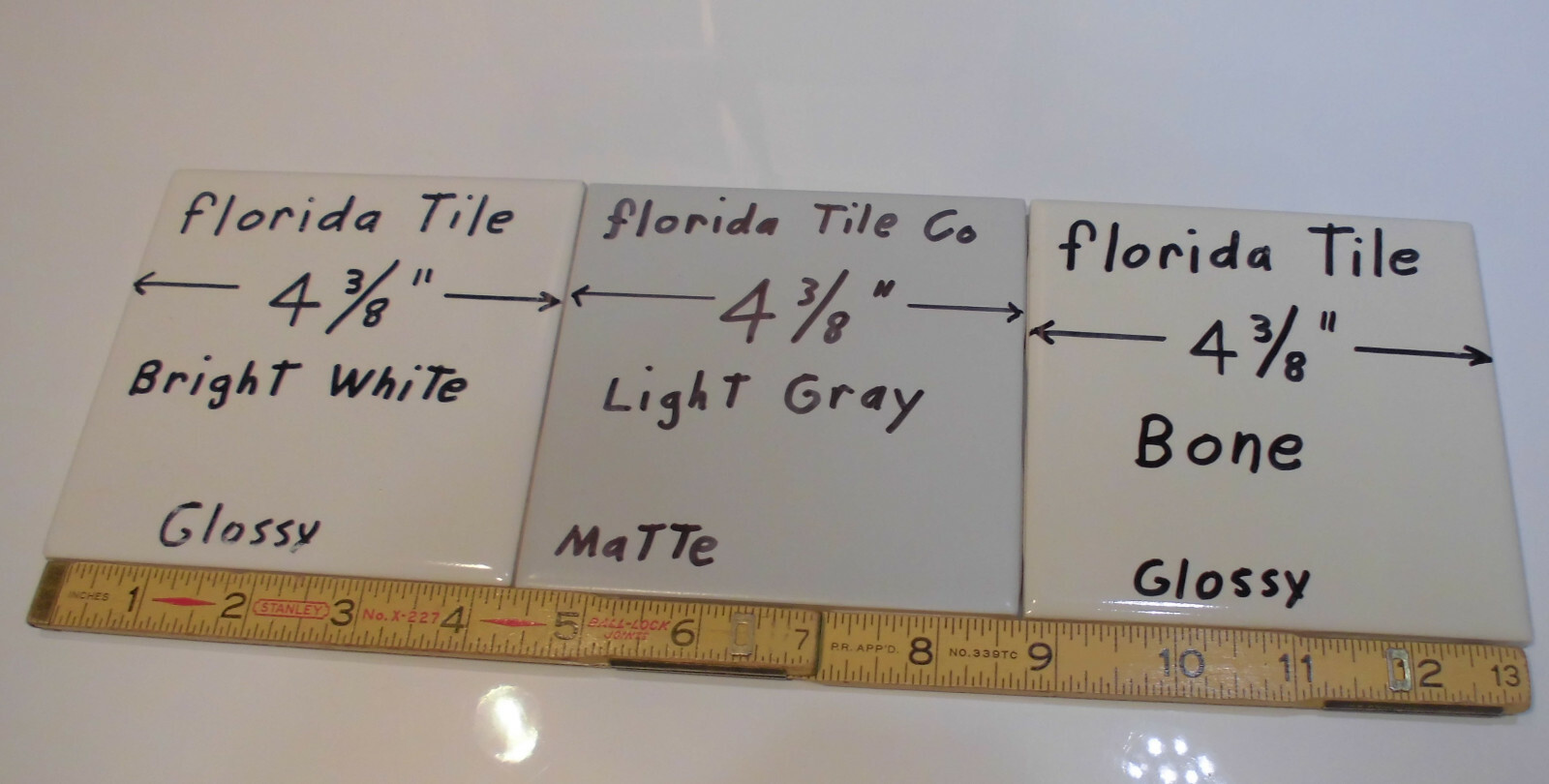 1 pc. *Light Gray* Matte Ceramic Tile 4-3/8″ by Florida Tile Co. NOS