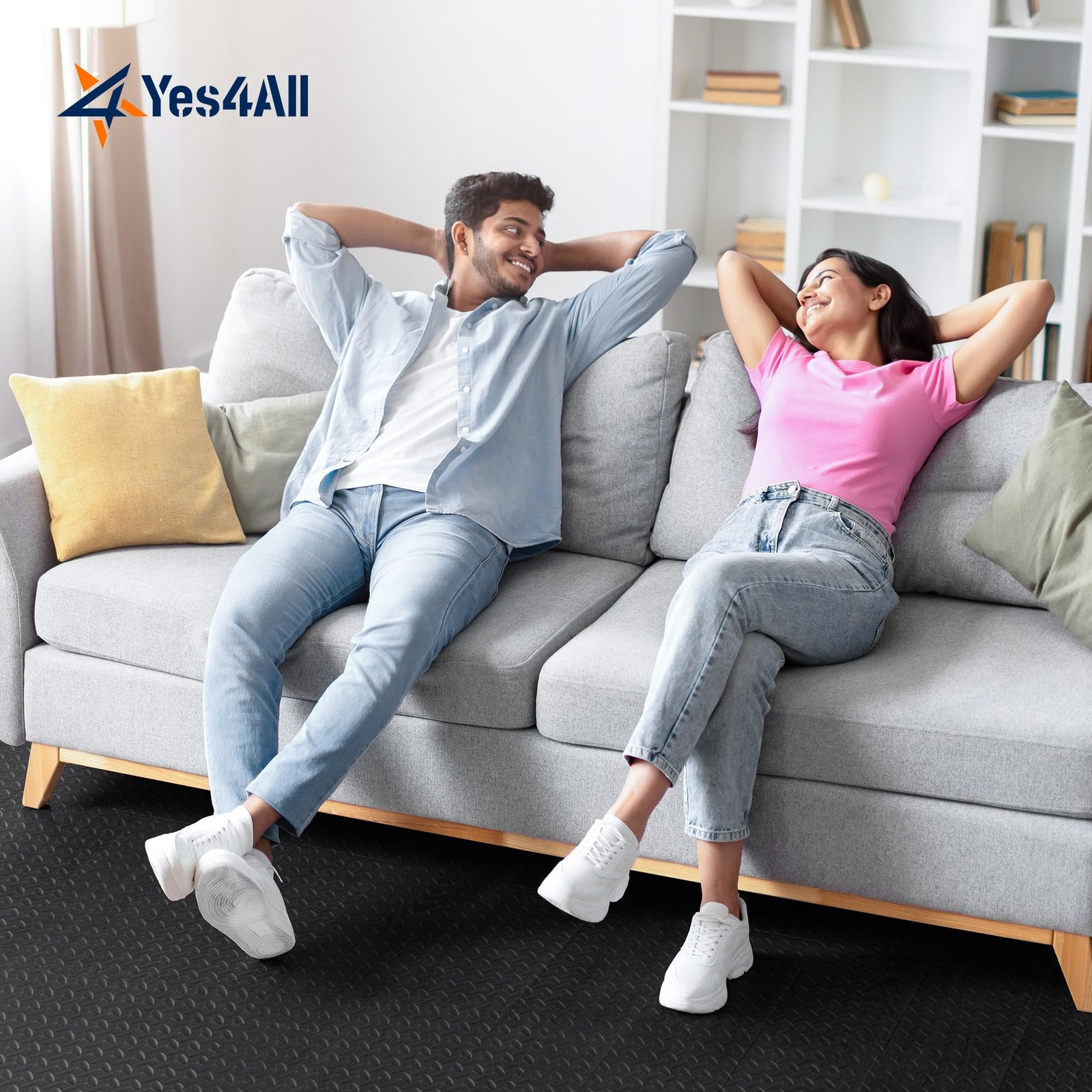 Yes4All EVA Interlocking Floor Mats Puzzle Foam Padding Border 72 SQFT