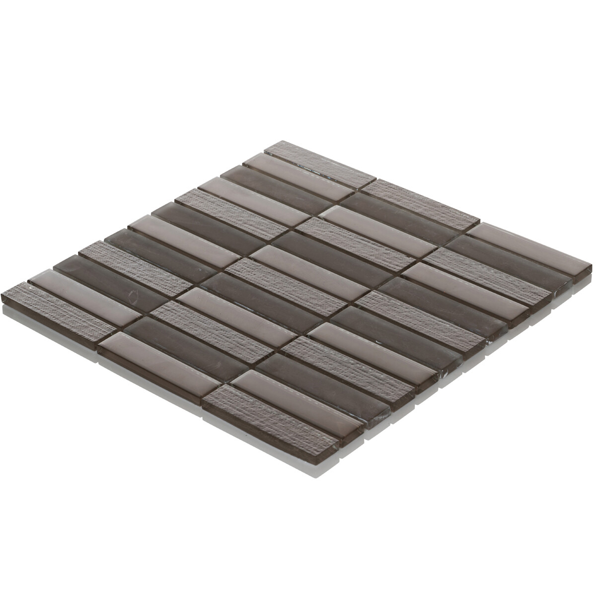 Brown Crystal Glass Mosaic Tile Texture Matte Stacked Pattern Kitchen Backsplash