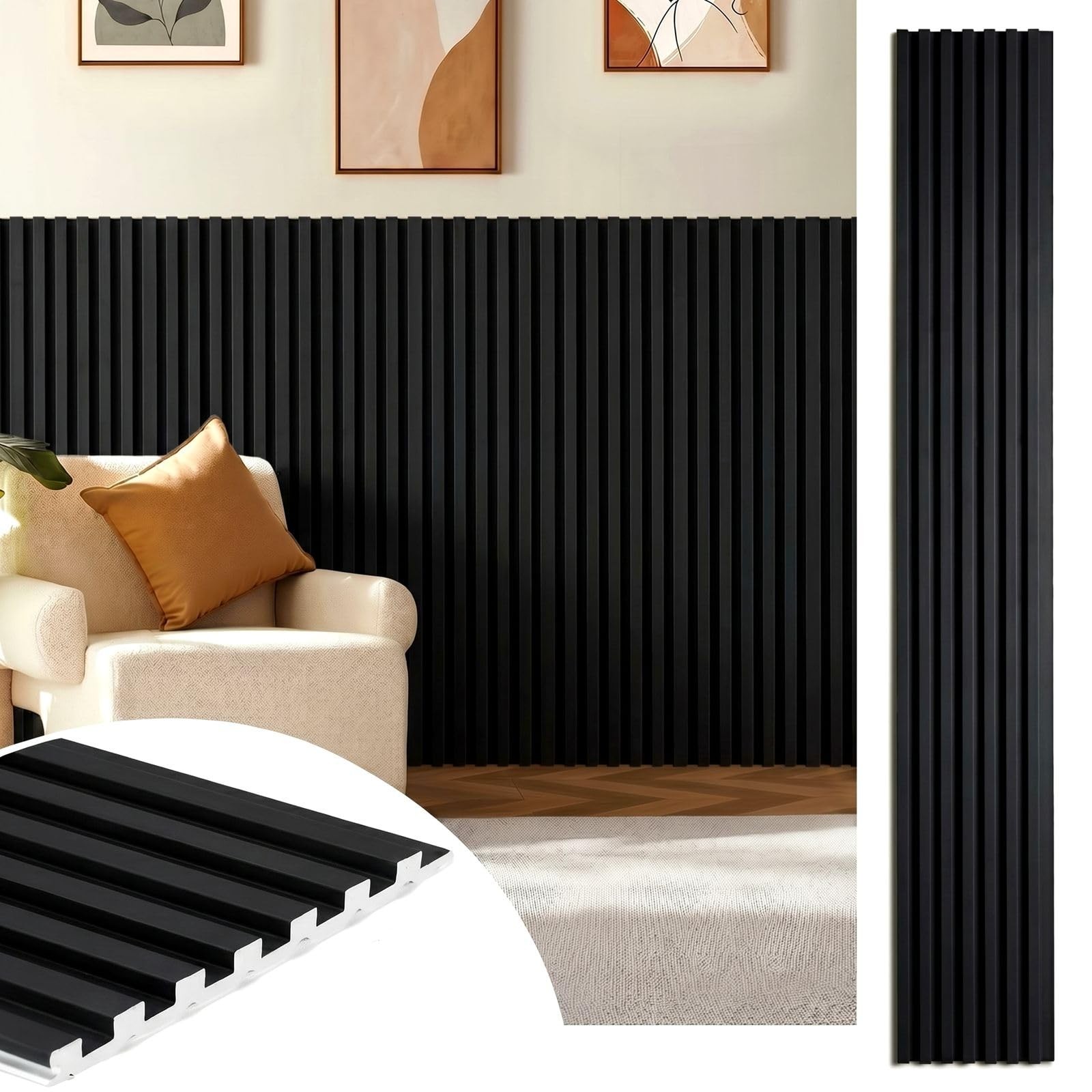 WPC Acoustic Slat Wall Panels 16-Pack 47.2” x 6”, Accent 3D Wall Panel for …
