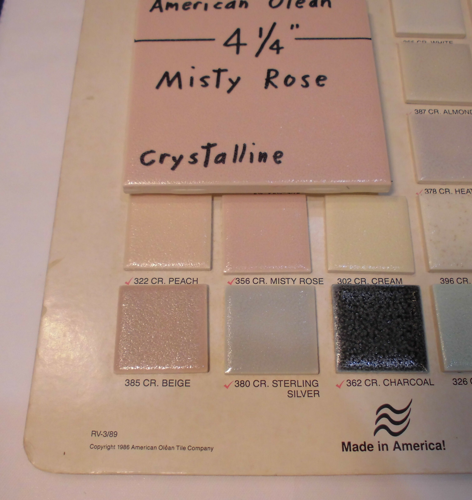 1 pc. *Misty Rose* Crystalline Ceramic Tile by American Olean 4-1/4″ Pinkest