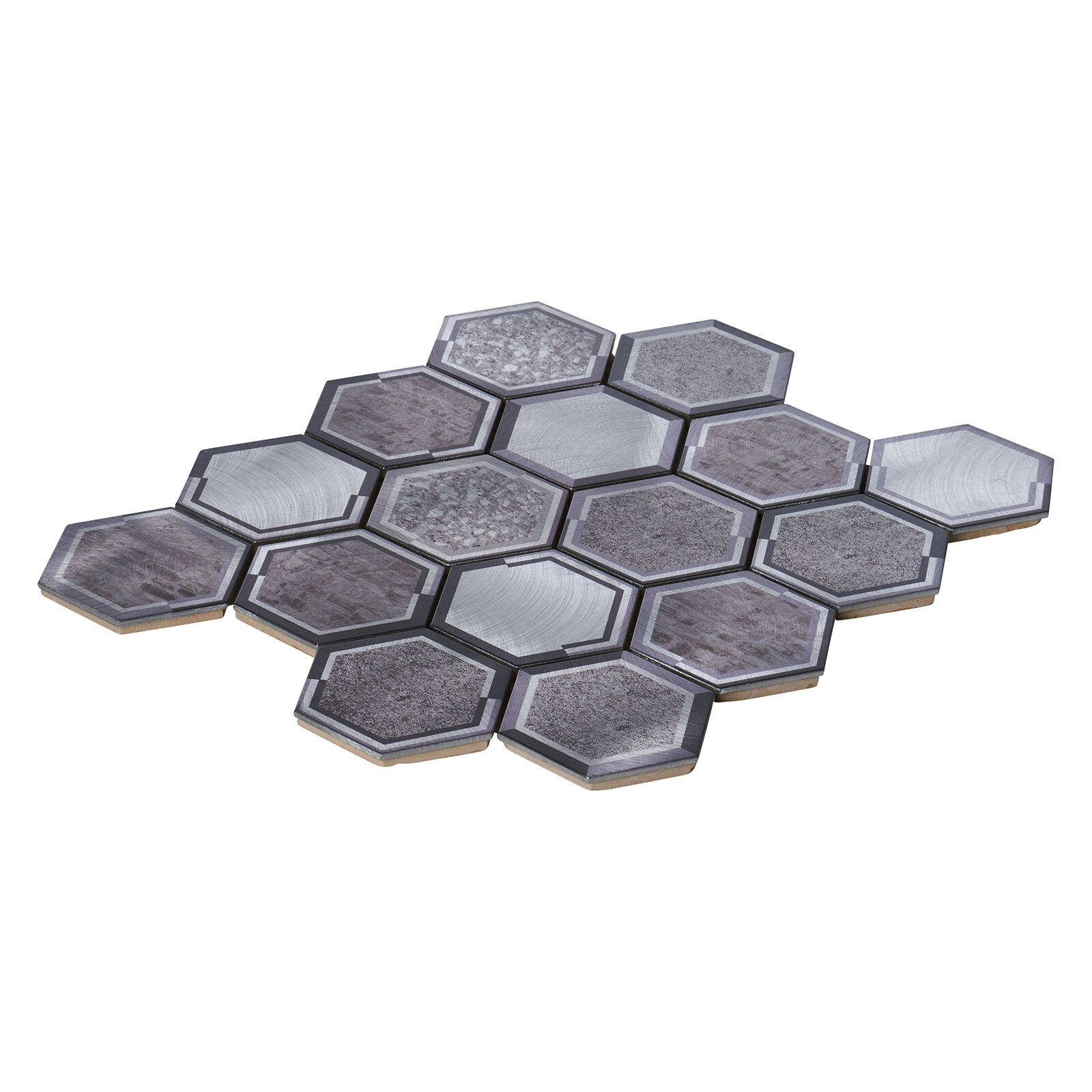 Gray Aluminum Hexagon Modern Mosaic Tile Metallic Backsplash Kitchen Bathroom